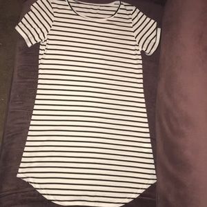 White & black striped t- shirt dress